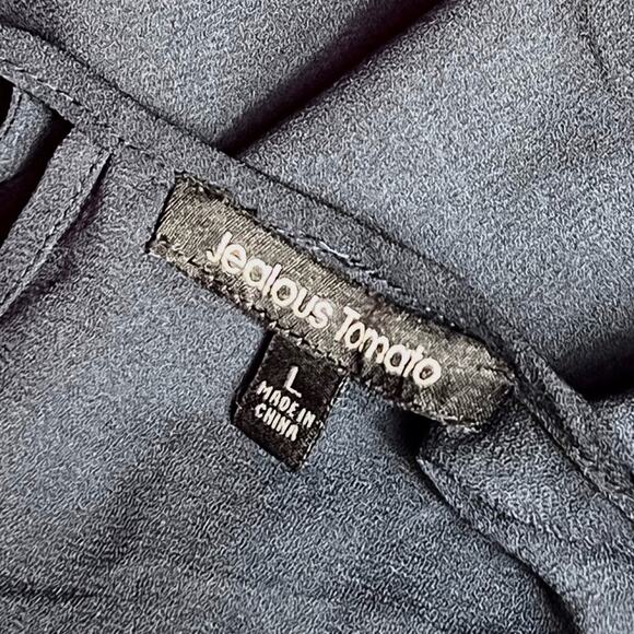 Jealous Tomato Navy Peacock Floral Embroidered Romper Size Large - Picture 6 of 6